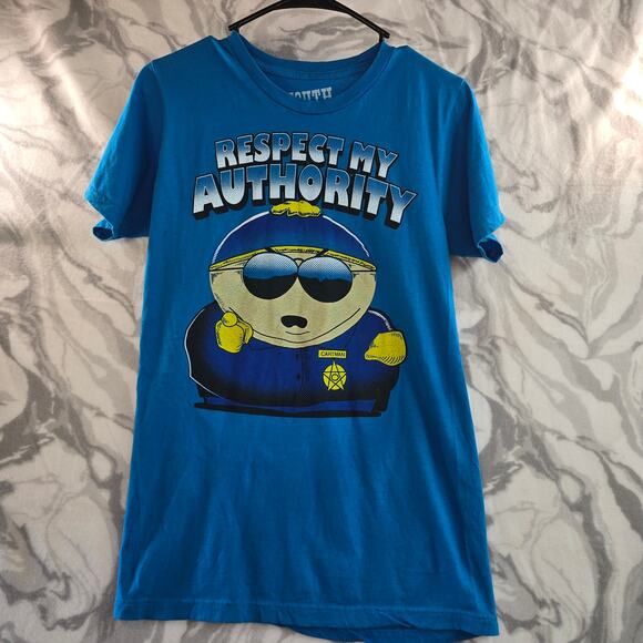 "Respect my Authority" South Park T-Shirt Blue Size S - Picture 1 of 4